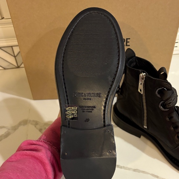 Zadig & Voltaire Black Leather Moto Boots - Picture 15 of 16